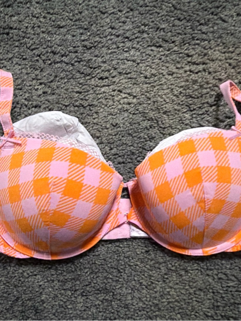 Savage X Fenty Gingham Padded Low Balconette Bra, Check’d Out Print size 36DD